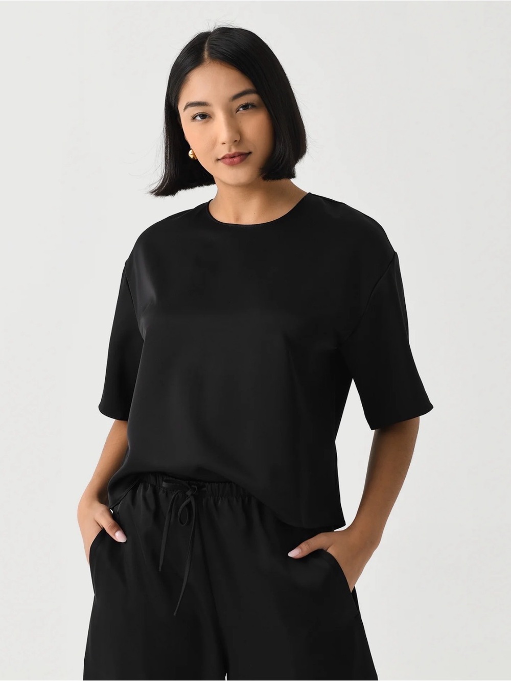 NWT LeSet Barb boxy tee in black